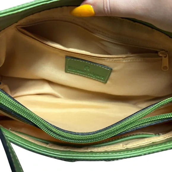 Etienne Aigner Y2k Green & Tan Woven Shoulder Bag - Picture 7 of 7